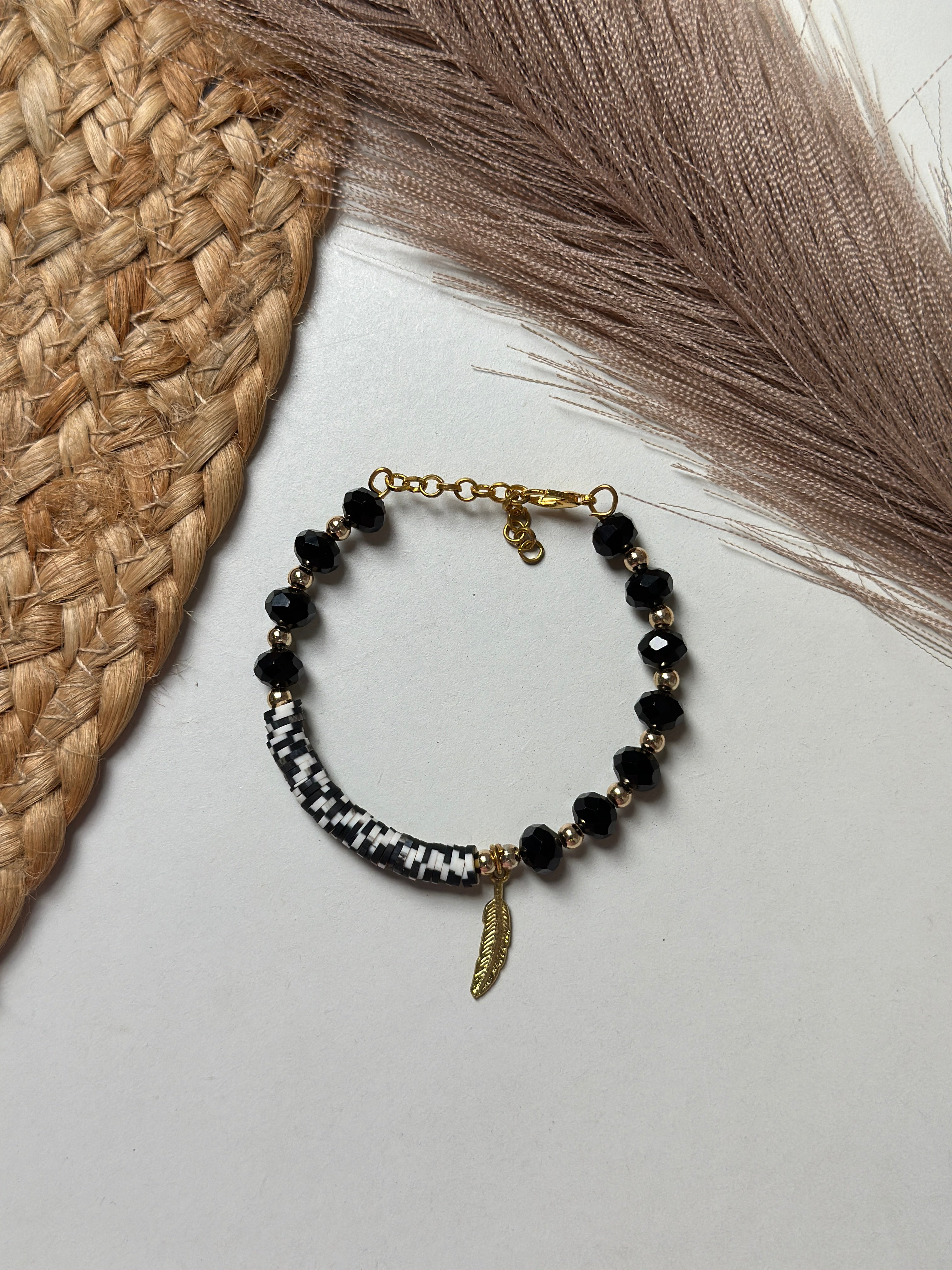 Fimo feather bracelet