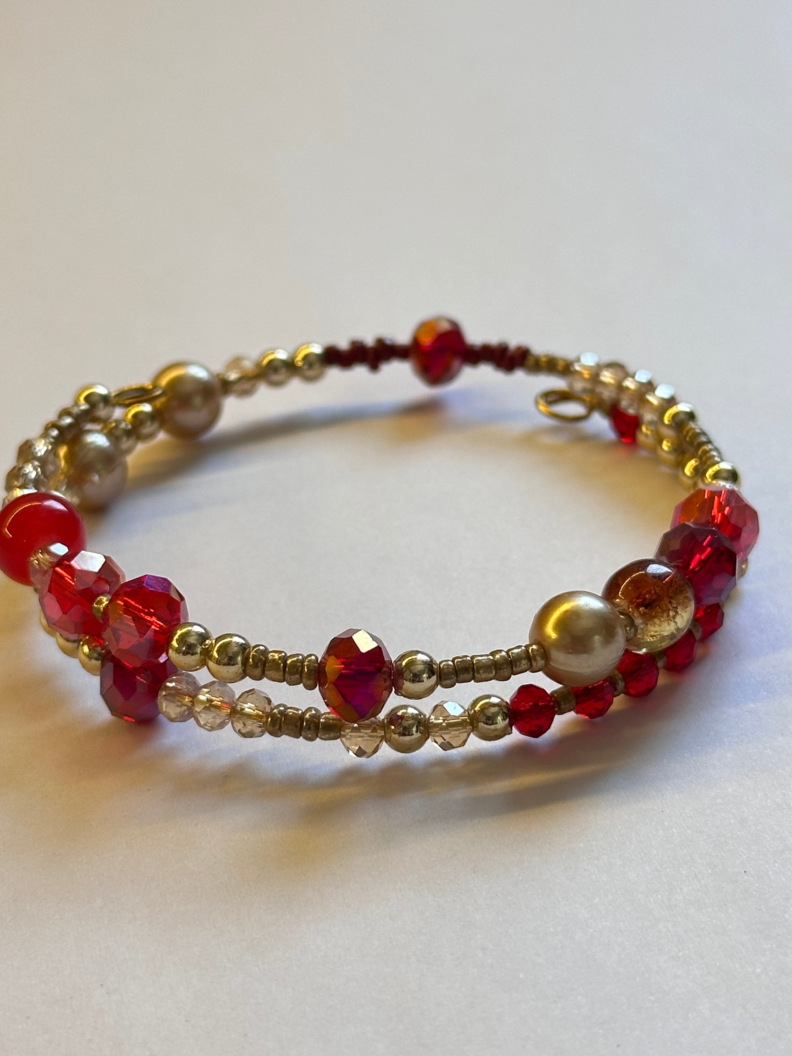 Two layer red bracelet