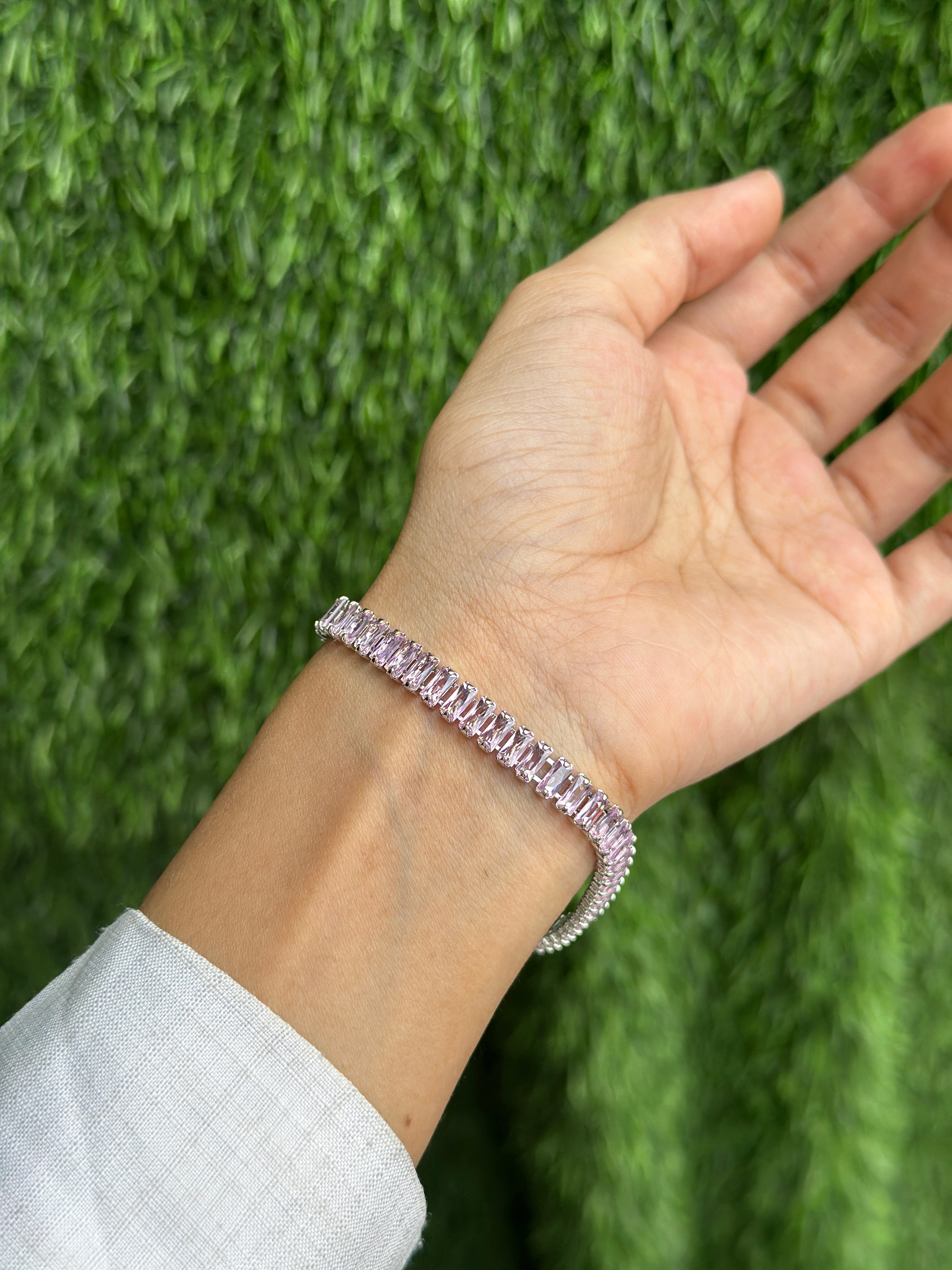 Pink tennis bracelet