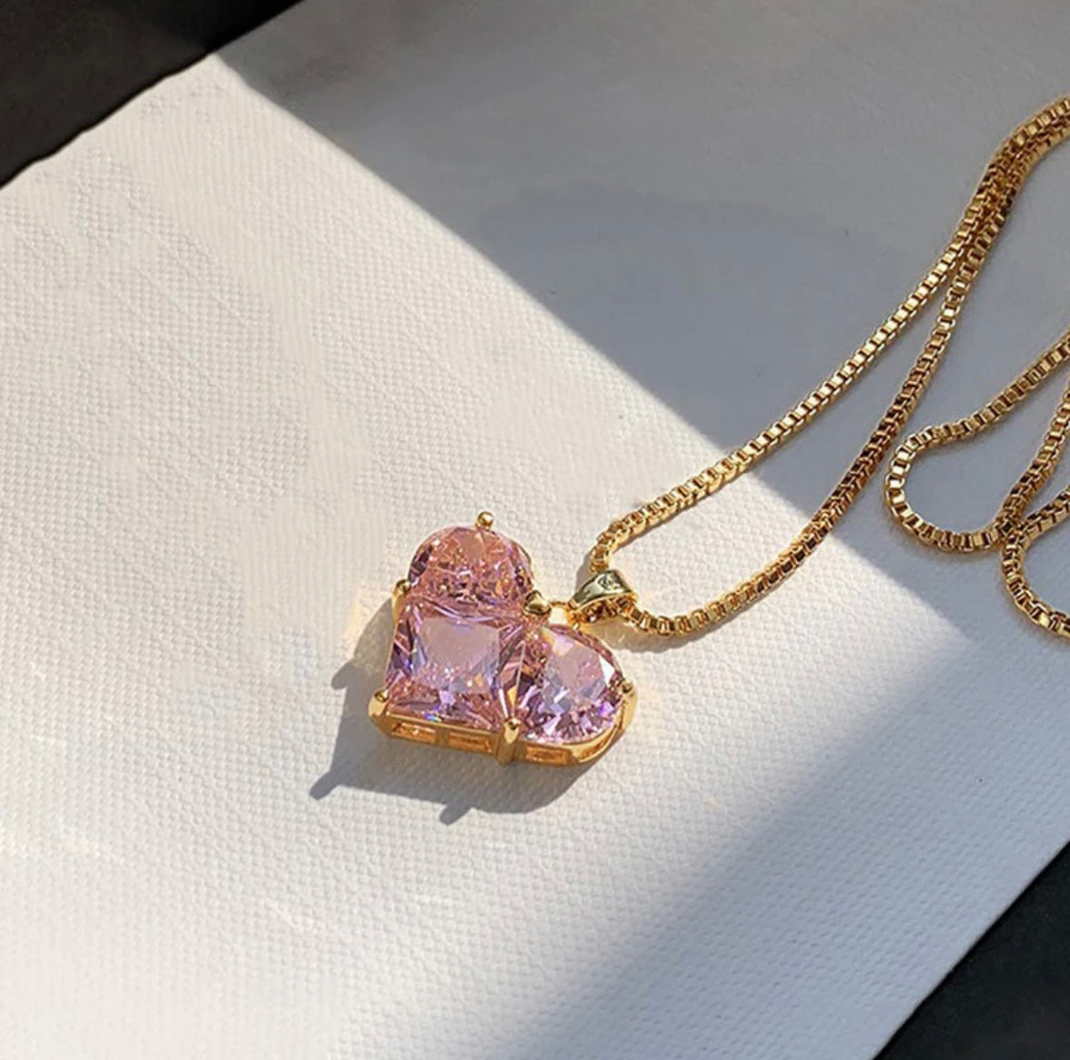 Pink heart necklace