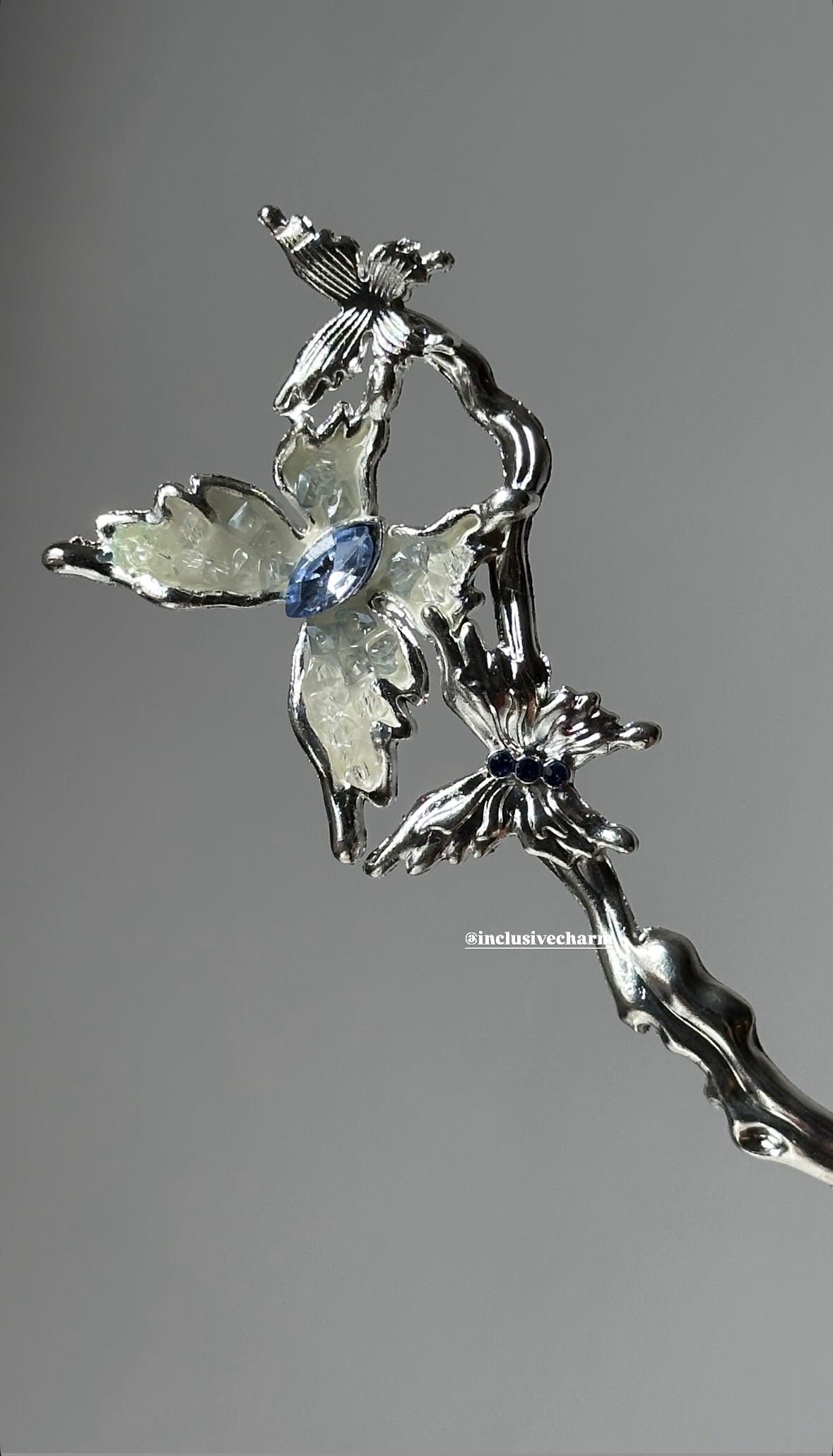 Diamond butterfly hair stick
