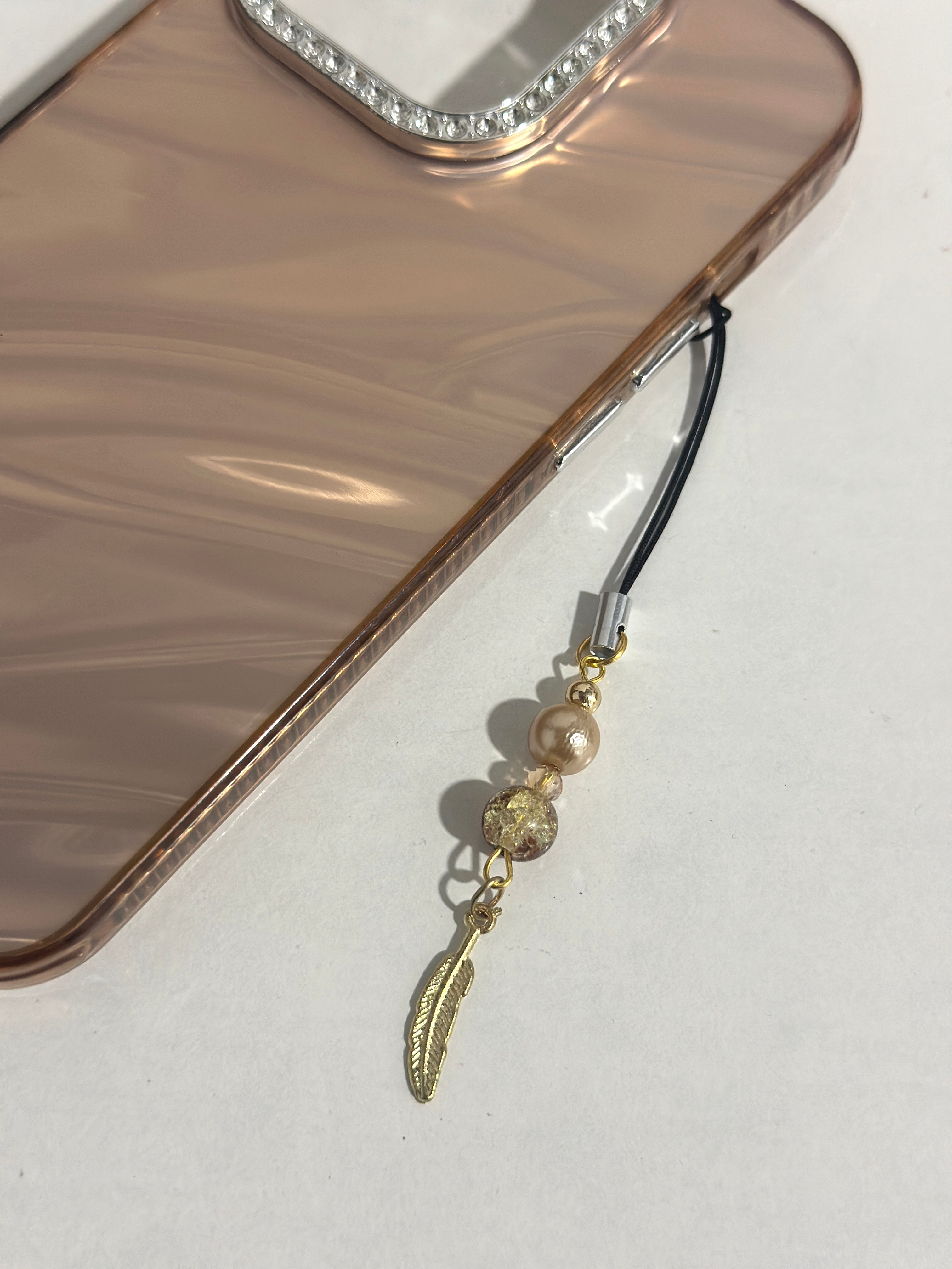 Feather phone charm