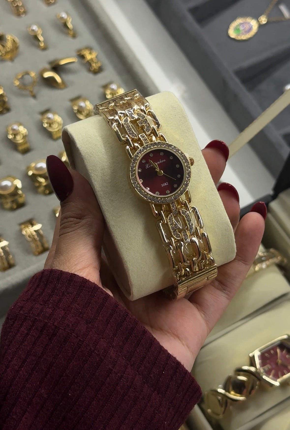 Cheery red vintage watch