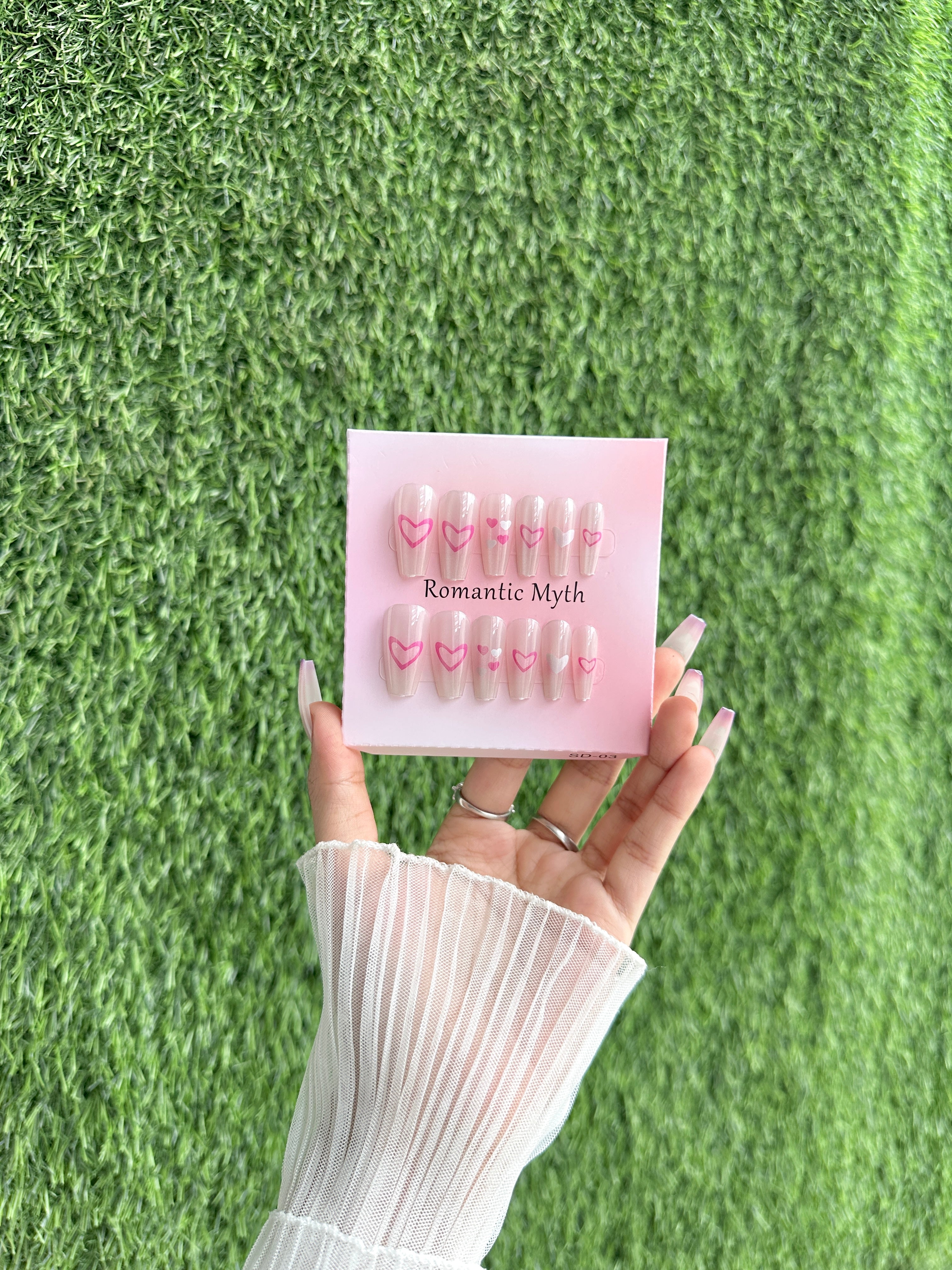 Heart glossy nails