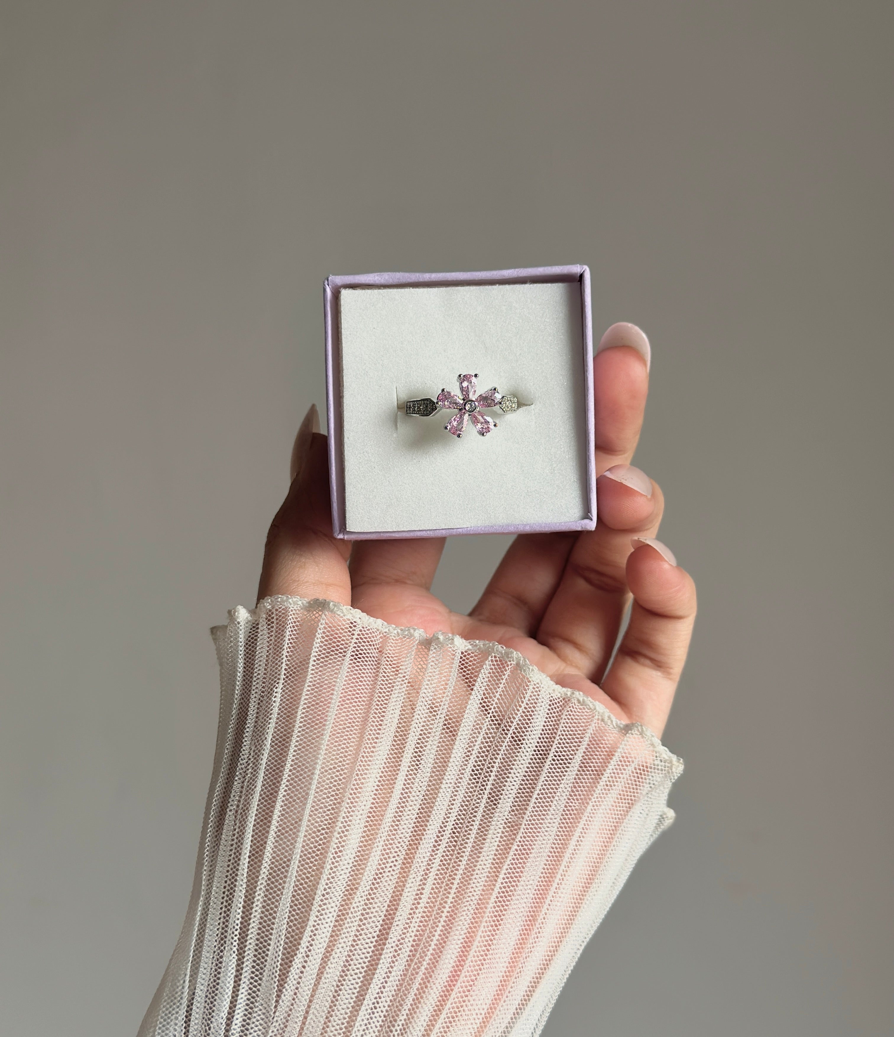 Pink flower ring