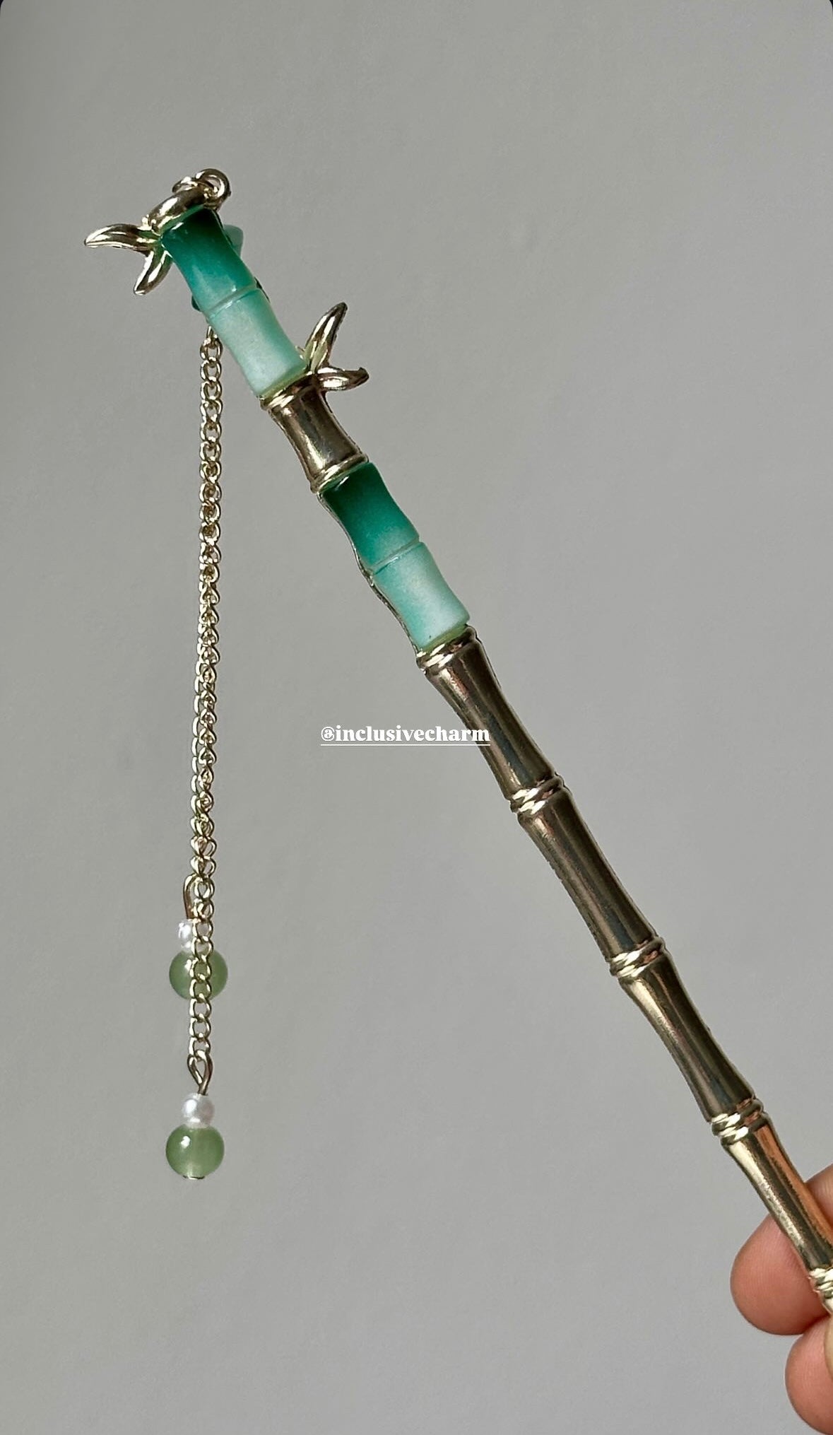 Green bamboo hair stick