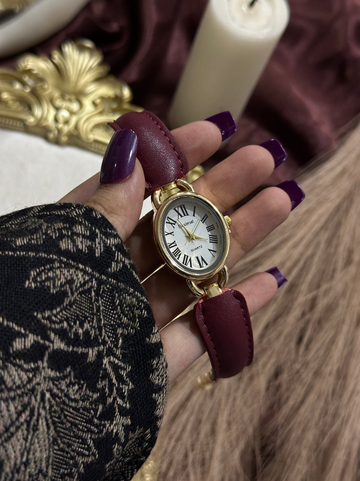 Burgundy belle watch