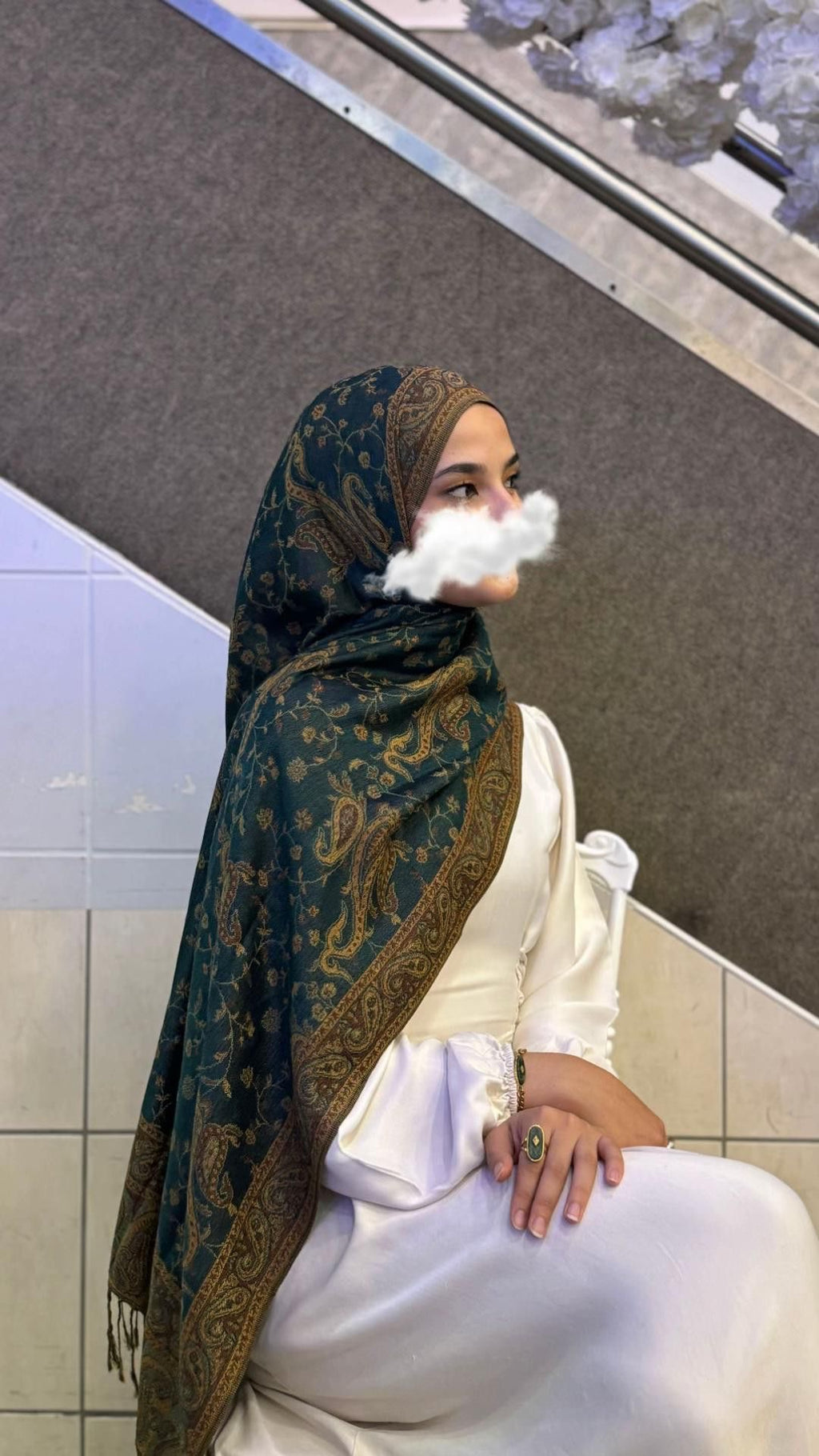 Teal pashmina shawl