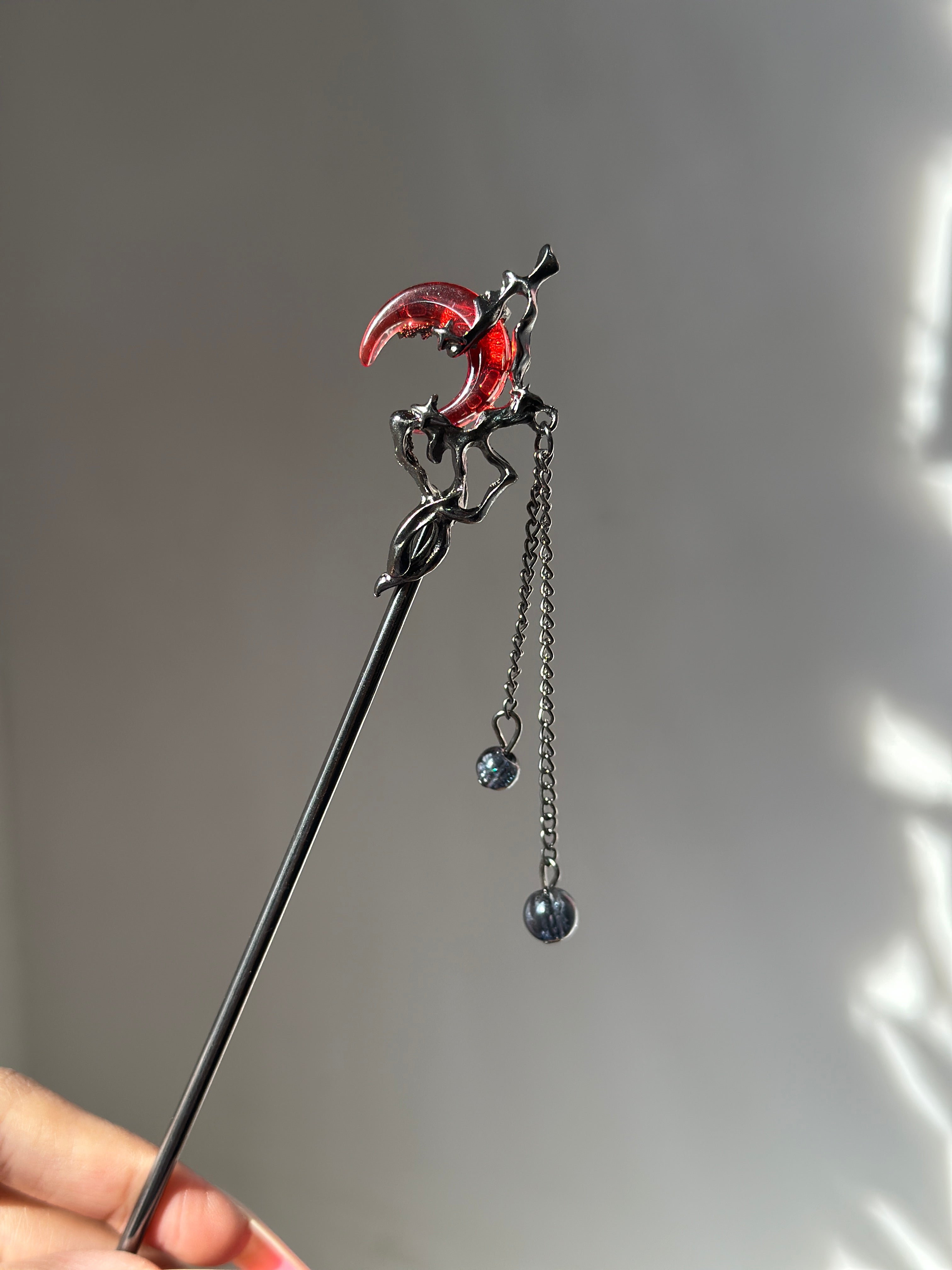 Blood Moon and Branch Hair Stick