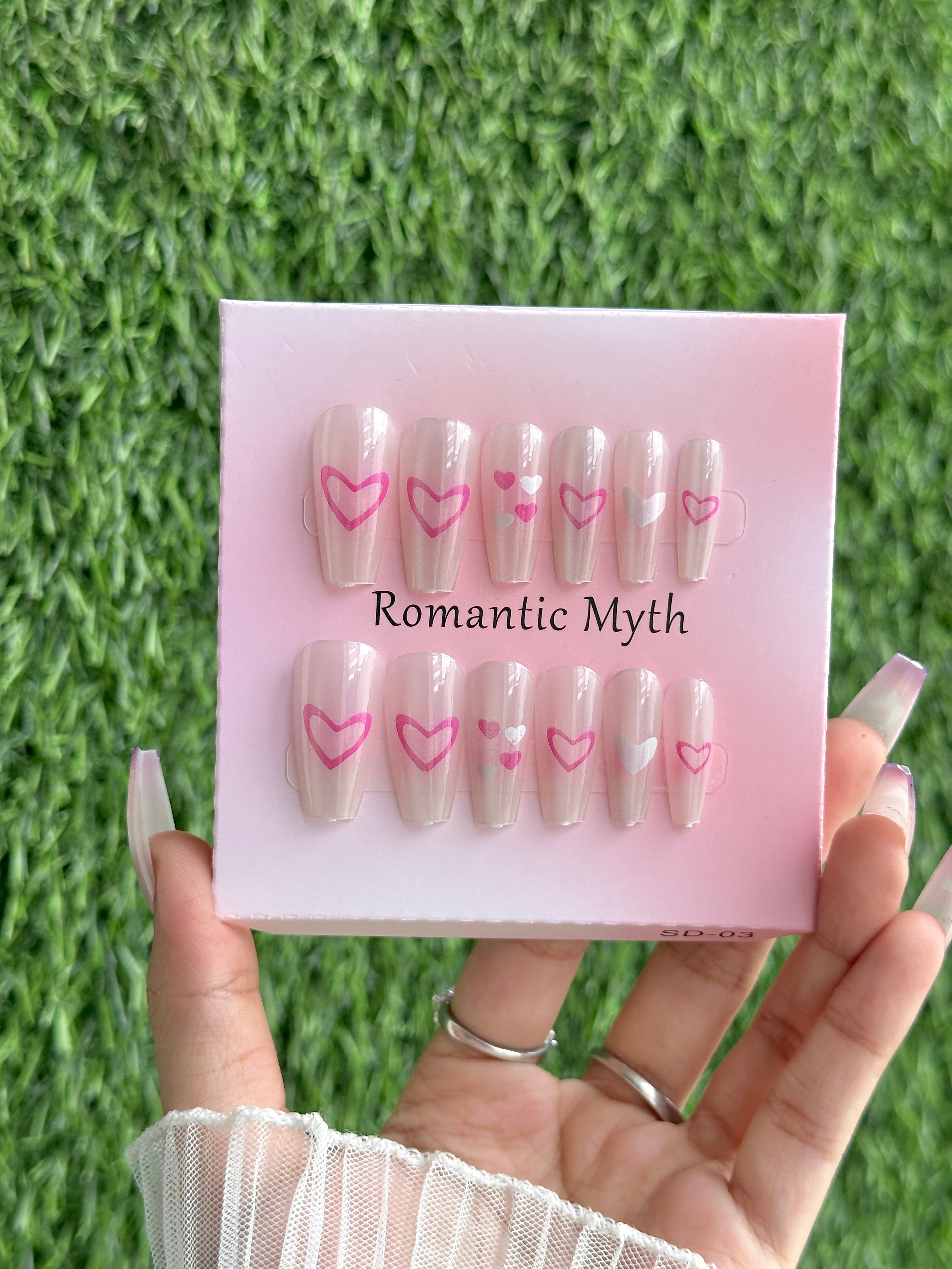 Heart glossy nails
