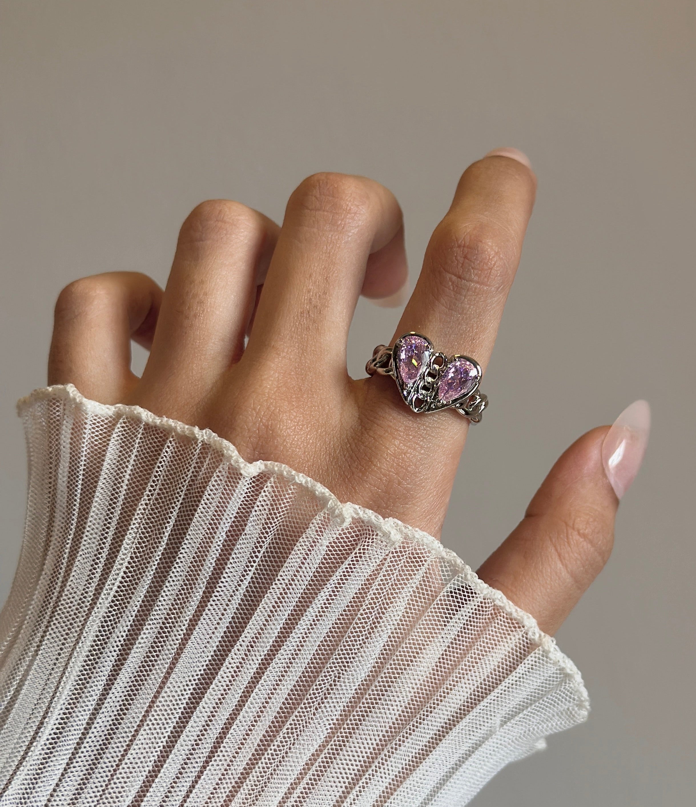 Blush Heart Split Ring