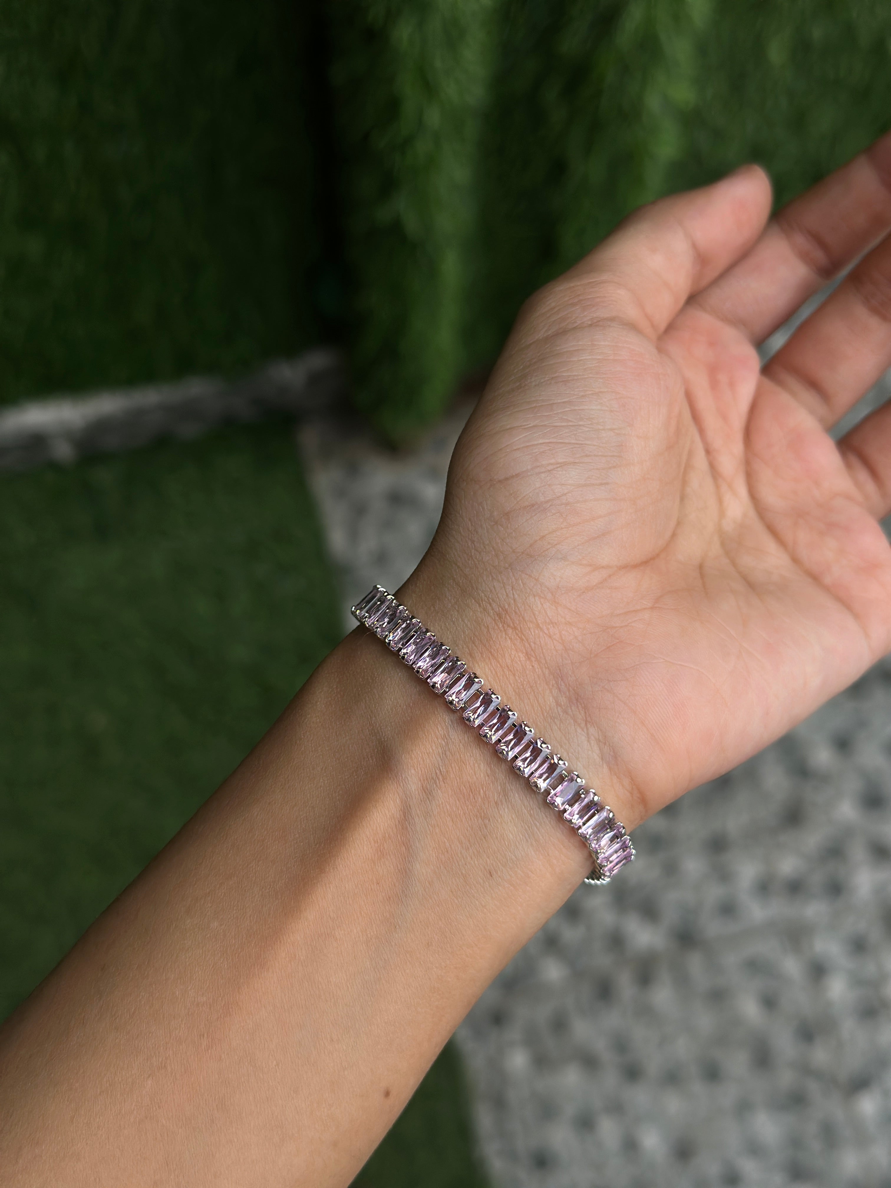 Pink tennis bracelet