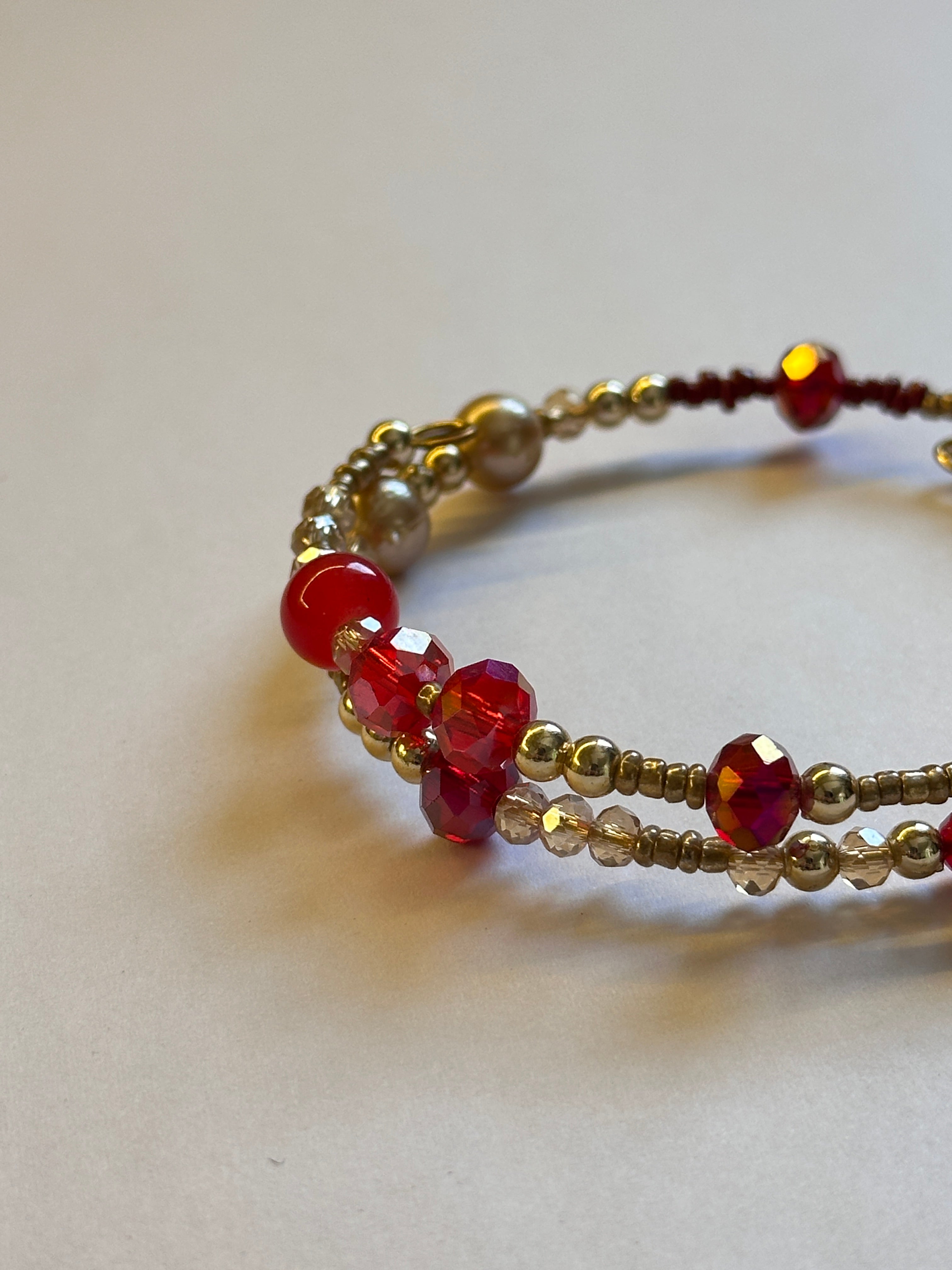 Two layer red bracelet
