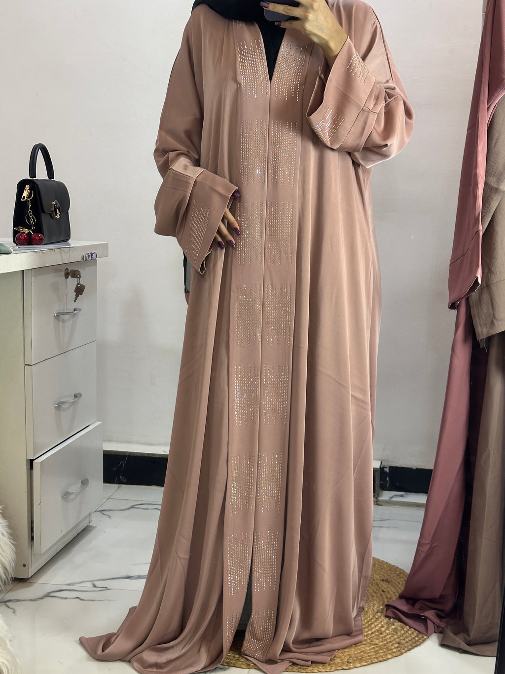 Cream stone abaya