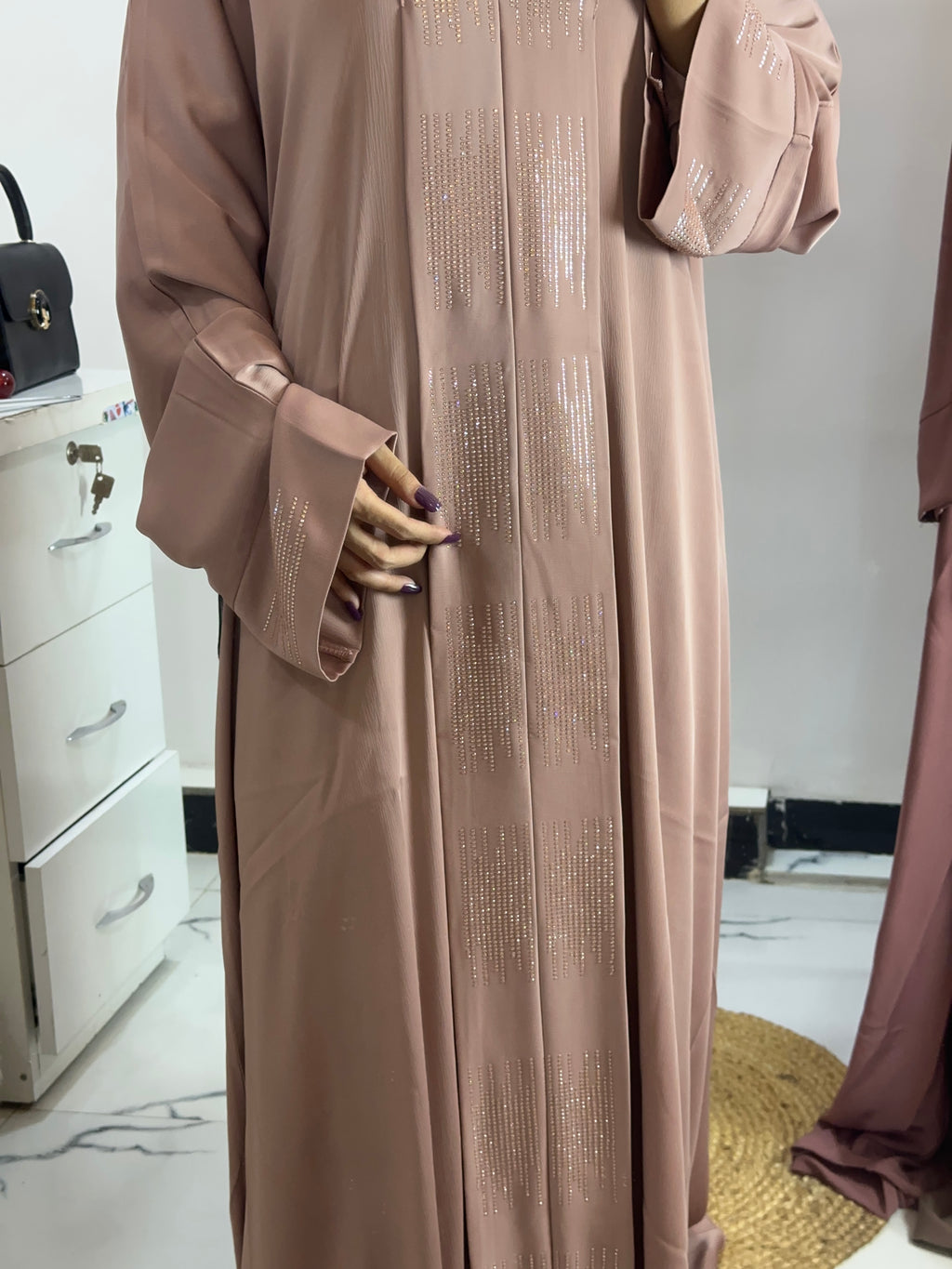 Cream stone abaya