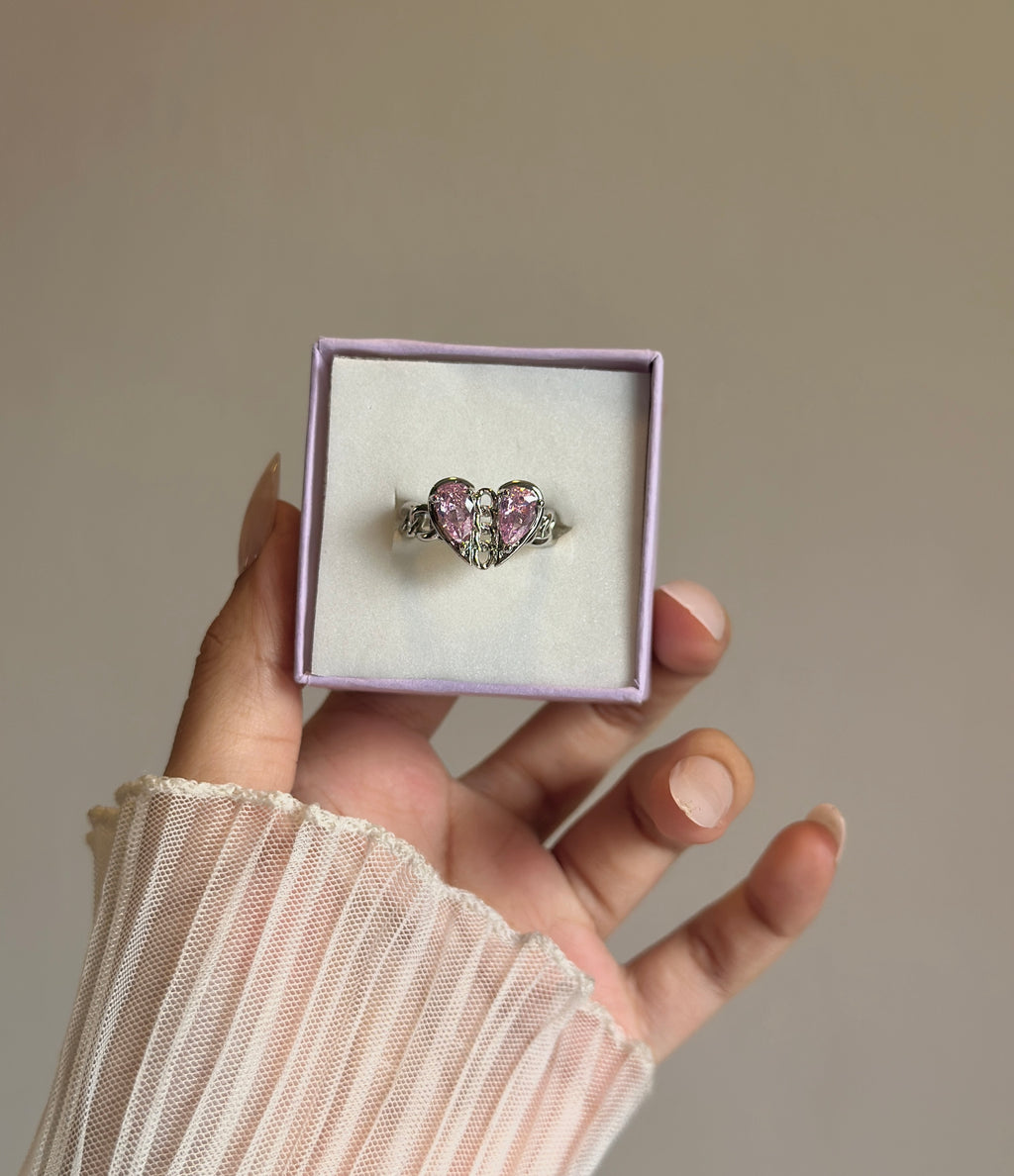 Blush Heart Split Ring