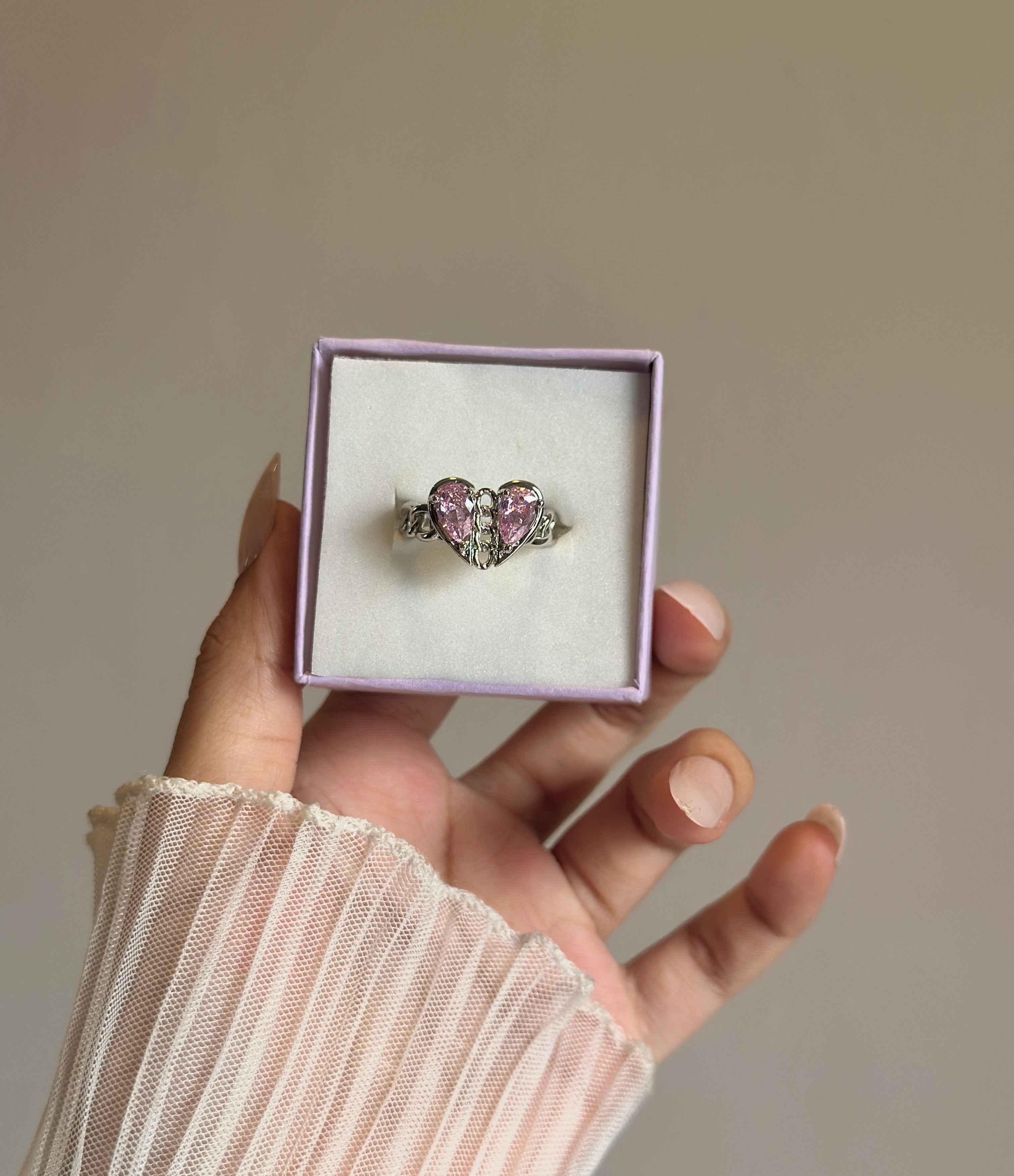 Blush Heart Split Ring