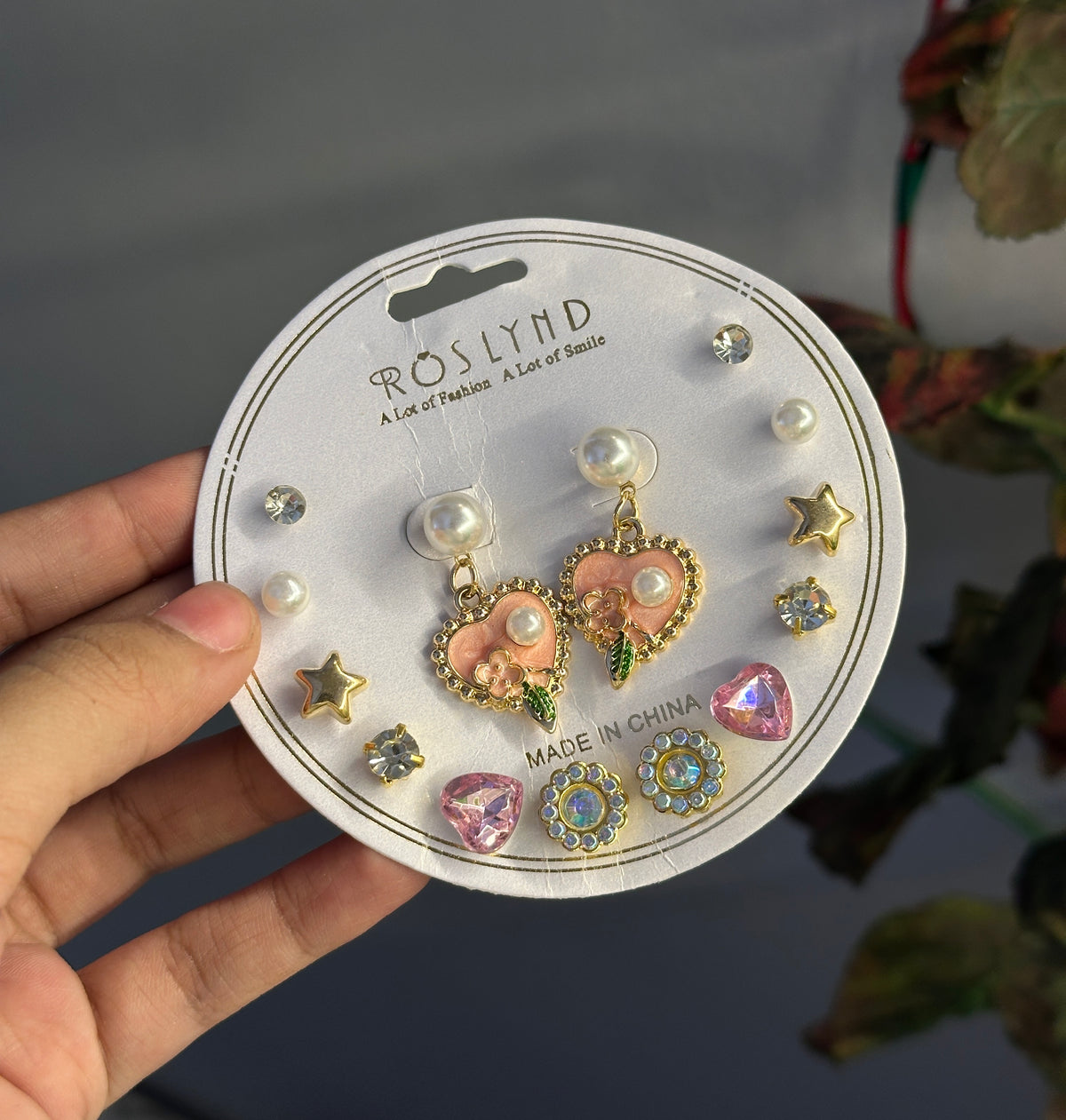 Heart themed earring set