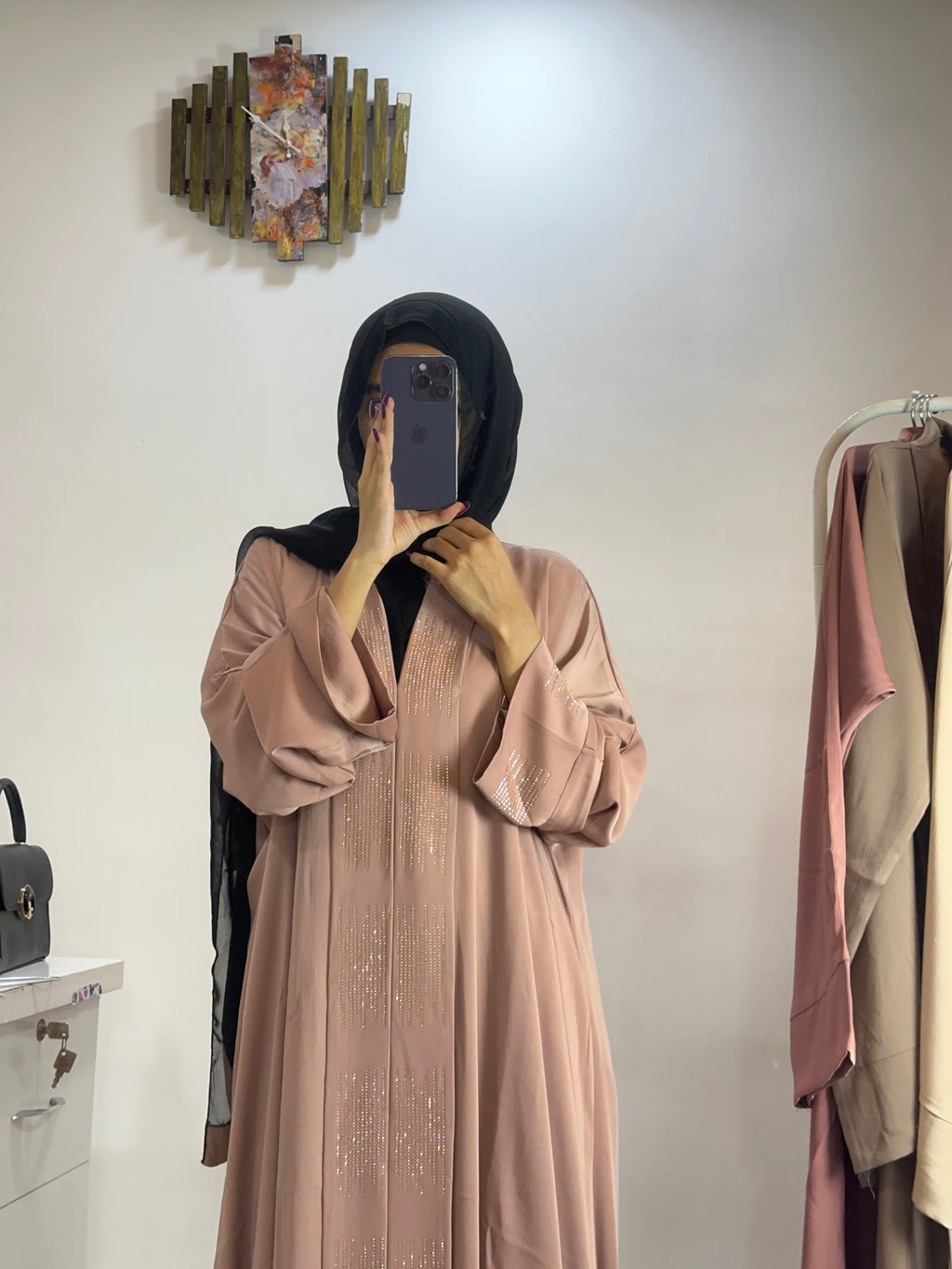 Cream stone abaya