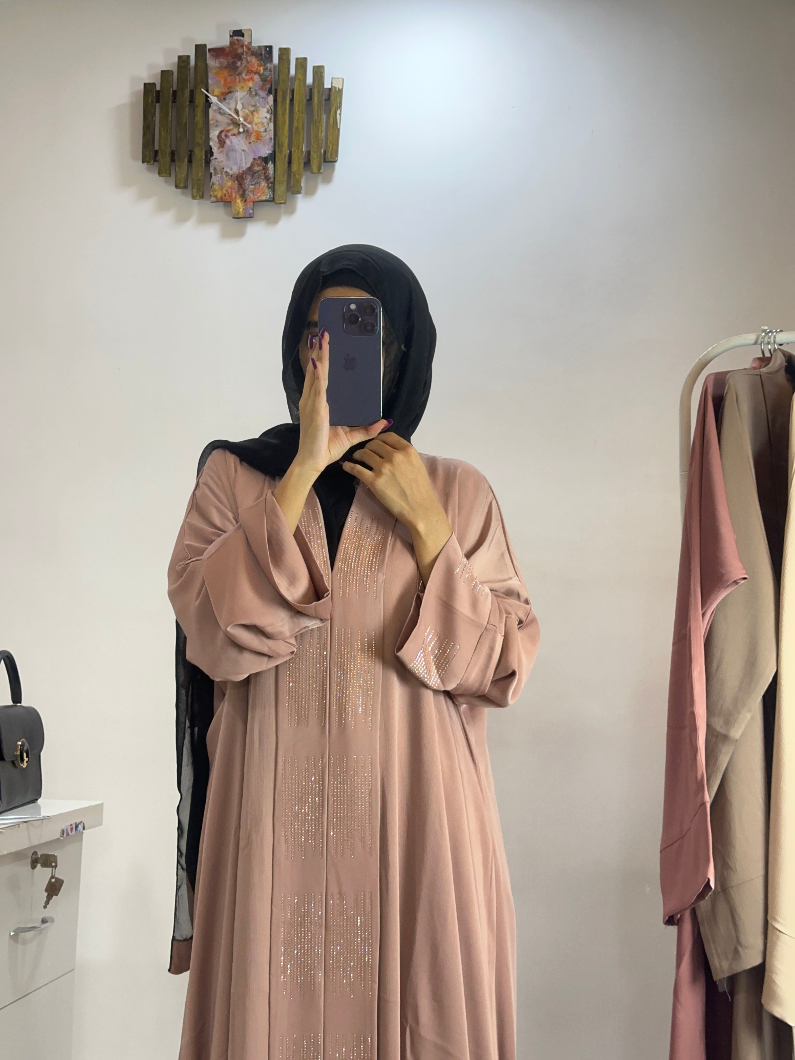 Cream stone abaya