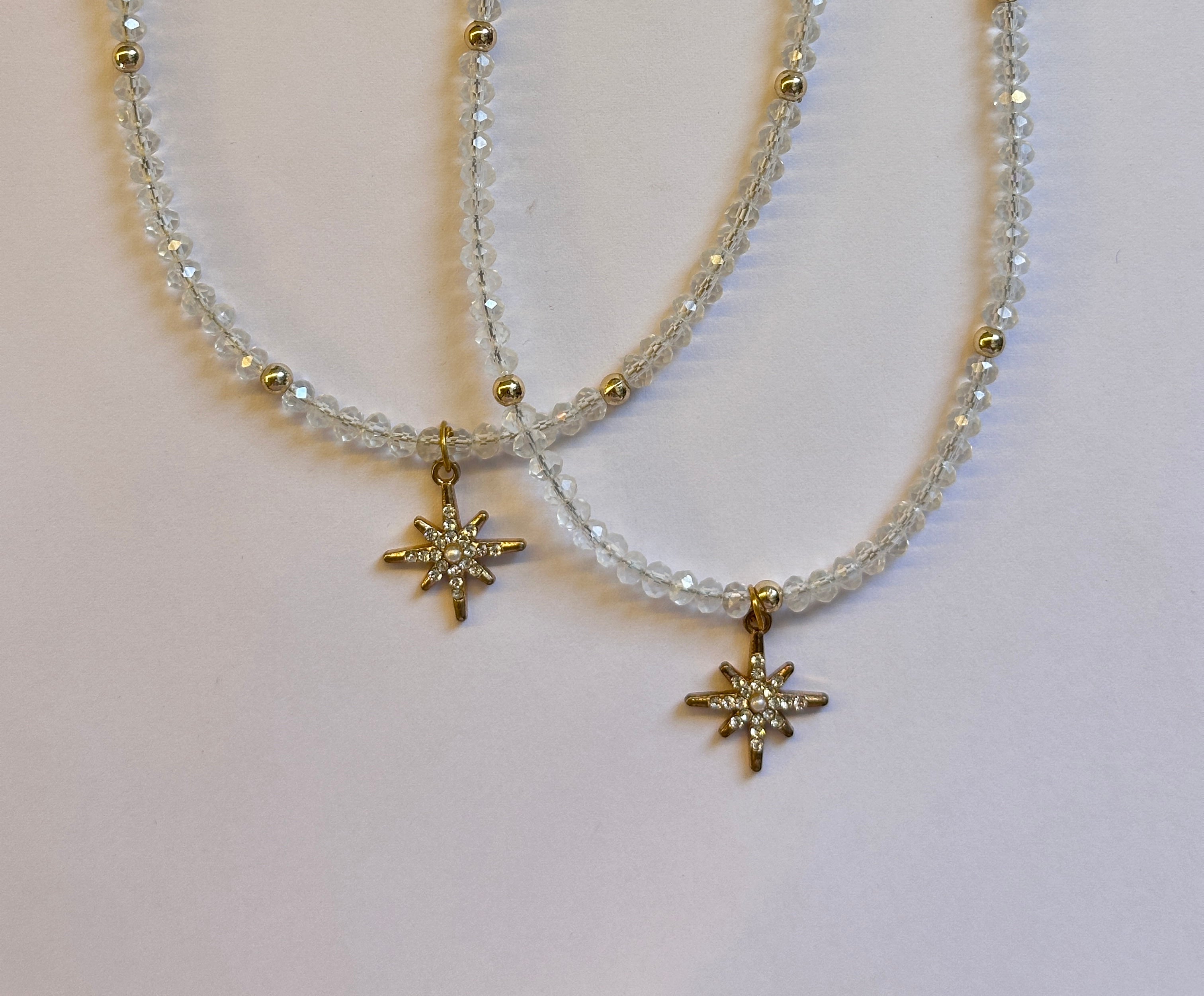 Transparent beaded charm necklace