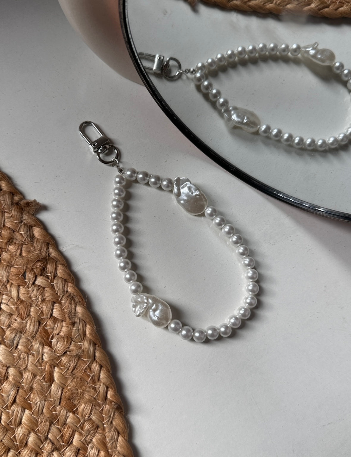 White bag charm/keychain